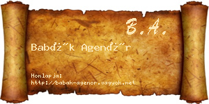 Babák Agenór névjegykártya